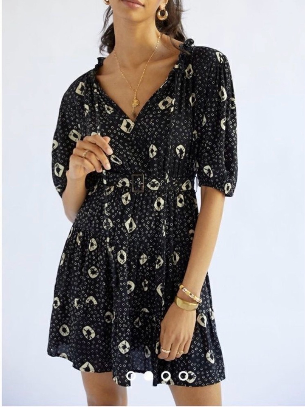 Anthropologie Lusana Cinched Waist Mini Dress